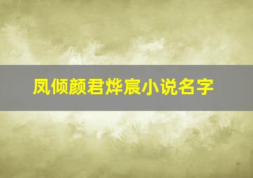 凤倾颜君烨宸小说名字