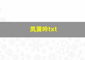 凤箫吟txt