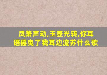 凤箫声动,玉壶光转,你耳语摇曳了我耳边流苏什么歌