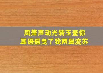 凤箫声动光转玉壶你耳语摇曳了我两鬓流苏