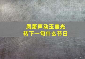 凤箫声动玉壶光转下一句什么节日