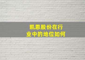 凯恩股份在行业中的地位如何