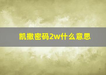 凯撒密码2w什么意思