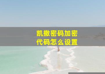 凯撒密码加密代码怎么设置