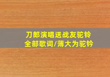 刀郎演唱送战友驼铃全部歌词/薄大为驼钤