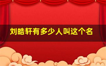 刘皓轩有多少人叫这个名