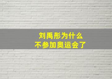 刘禹彤为什么不参加奥运会了