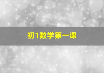 初1数学第一课