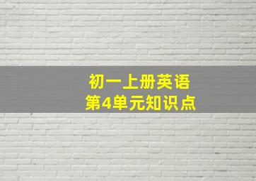 初一上册英语第4单元知识点