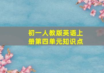 初一人教版英语上册第四单元知识点