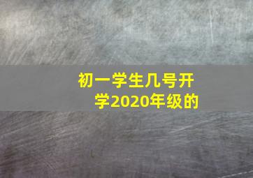 初一学生几号开学2020年级的