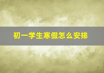 初一学生寒假怎么安排