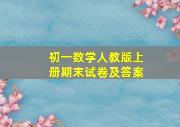 初一数学人教版上册期末试卷及答案