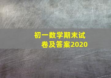 初一数学期末试卷及答案2020