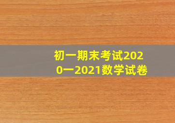 初一期末考试2020一2021数学试卷