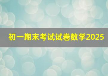 初一期末考试试卷数学2025