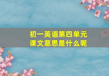 初一英语第四单元课文意思是什么呢