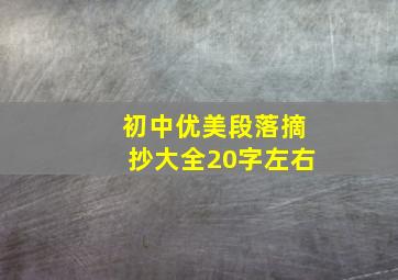 初中优美段落摘抄大全20字左右