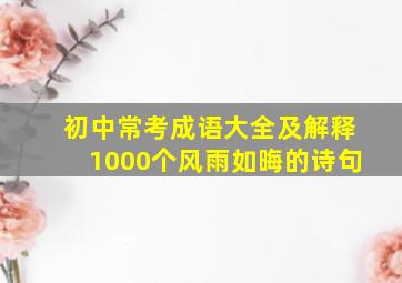 初中常考成语大全及解释1000个风雨如晦的诗句