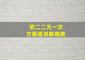 初二二元一次方程组讲解视频