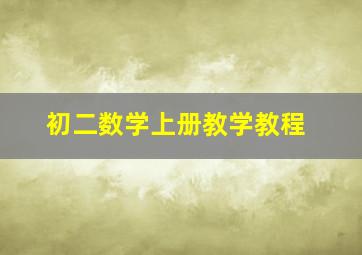 初二数学上册教学教程