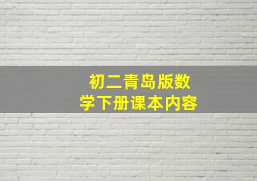 初二青岛版数学下册课本内容