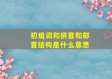 初组词和拼音和部首结构是什么意思