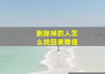 删除掉的人怎么找回来微信