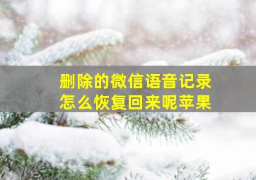 删除的微信语音记录怎么恢复回来呢苹果