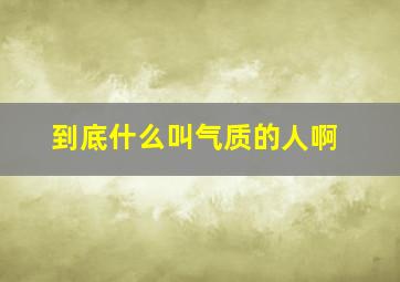 到底什么叫气质的人啊