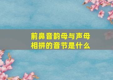 前鼻音韵母与声母相拼的音节是什么