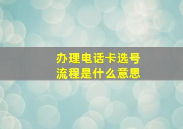 办理电话卡选号流程是什么意思