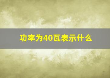 功率为40瓦表示什么