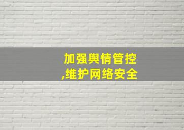 加强舆情管控,维护网络安全