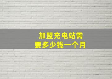 加盟充电站需要多少钱一个月