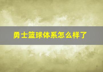 勇士篮球体系怎么样了