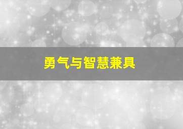 勇气与智慧兼具