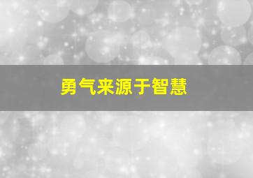 勇气来源于智慧