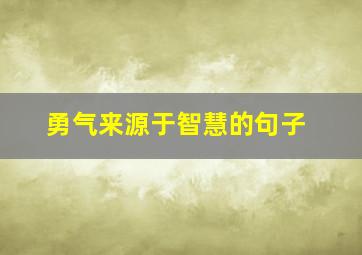 勇气来源于智慧的句子