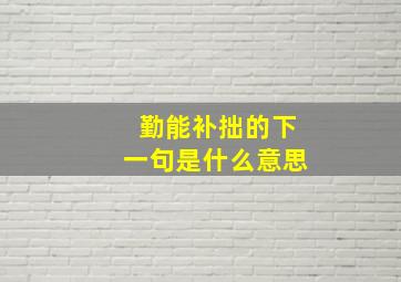 勤能补拙的下一句是什么意思