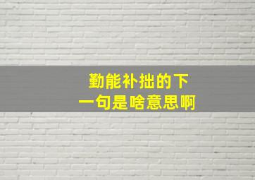 勤能补拙的下一句是啥意思啊