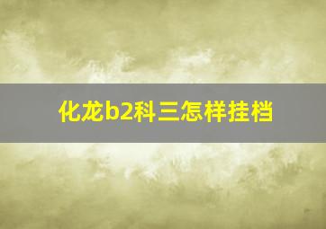 化龙b2科三怎样挂档