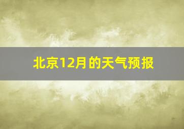 北京12月的天气预报