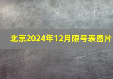 北京2024年12月限号表图片