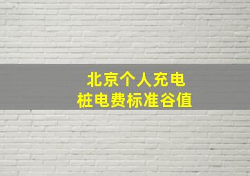 北京个人充电桩电费标准谷值