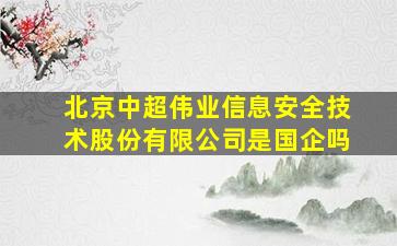 北京中超伟业信息安全技术股份有限公司是国企吗