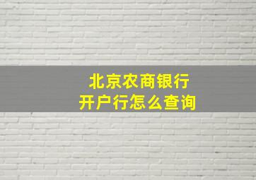 北京农商银行开户行怎么查询