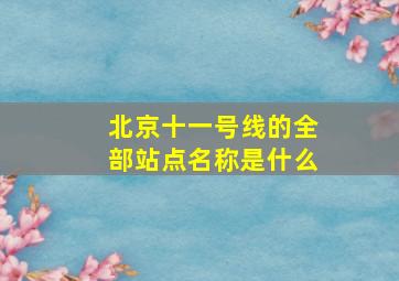 北京十一号线的全部站点名称是什么