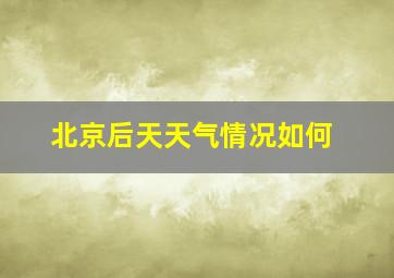 北京后天天气情况如何