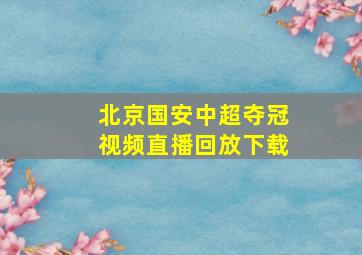 北京国安中超夺冠视频直播回放下载